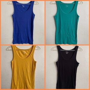 Time and Tru Women's Tank Top Set - Blue, Aqua, Yellow, Black L
